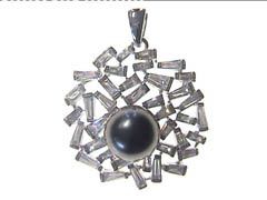 212518-2R00-157 | Anhänger Bergneustadt 212518 925 Silber rhodiniert Perle-Imitation schwarz / s.Zirkonia 