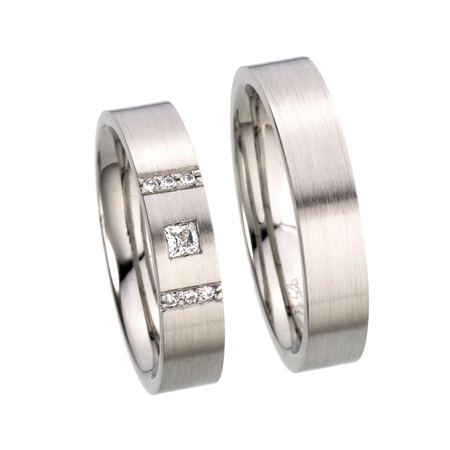 Trauringe / Eheringe 585 Weißgold+Pd 514184-50