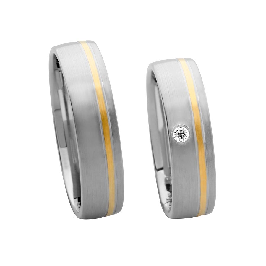 Trauringe / Eheringe 925 Silber, 333 Gelbgold 514630-55