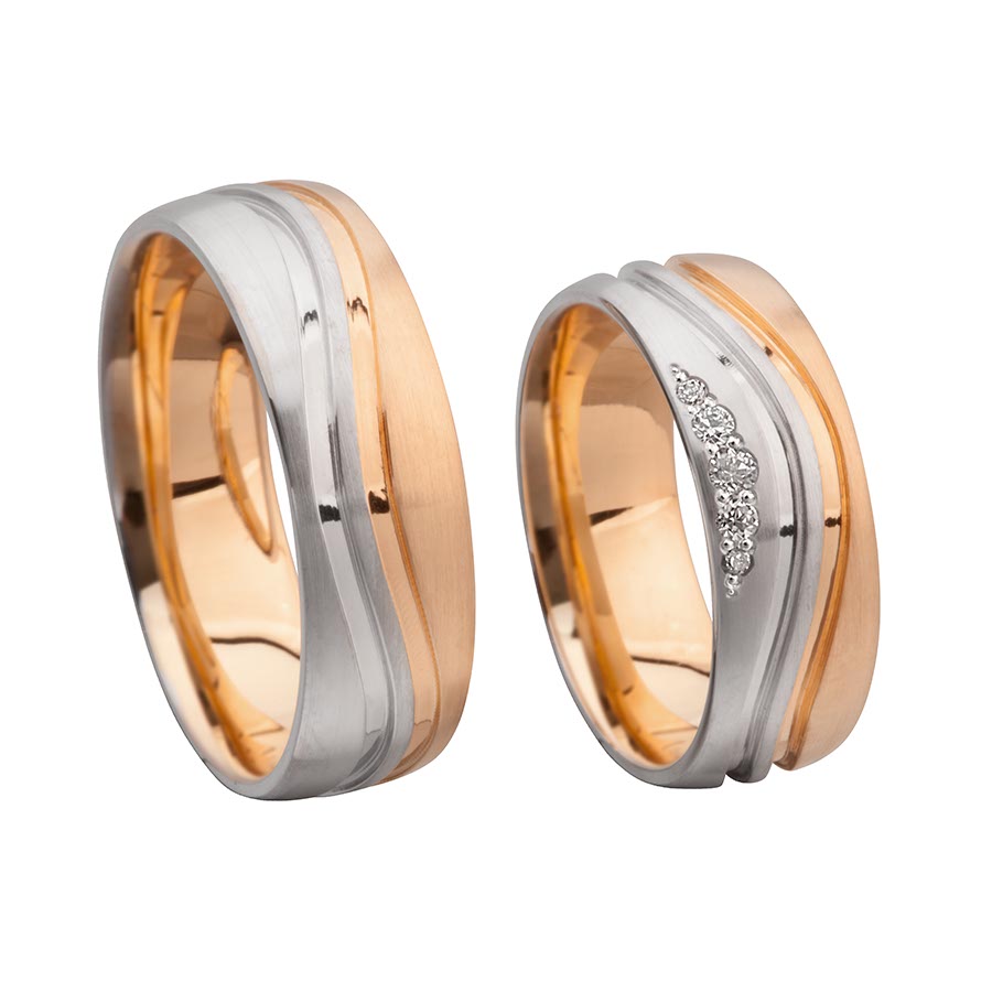 Trauringe Bergneustadt Eheringe  375 Rotgold, Weißgold+Pd 514706-70
