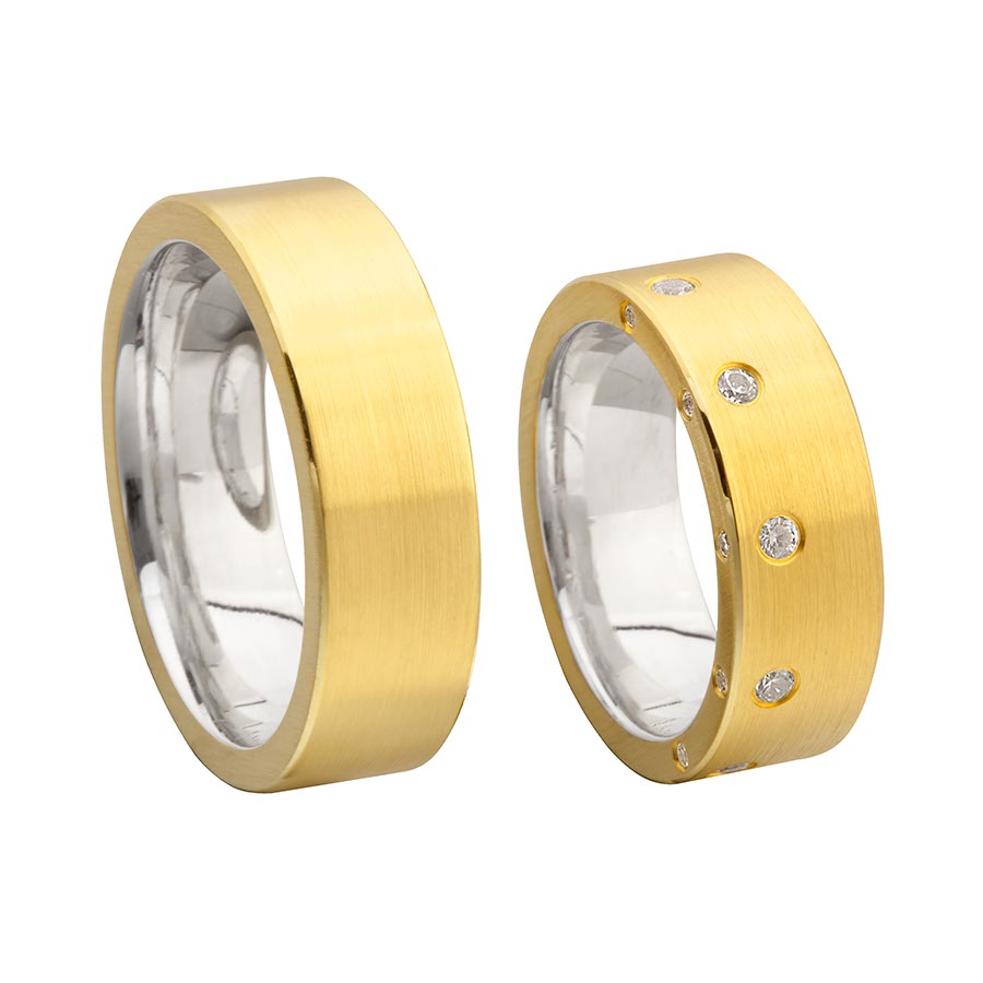 Trauringe Bergneustadt Eheringe  925 Silber-KERN, 750 Gelbgold, Hybrid 514707-72