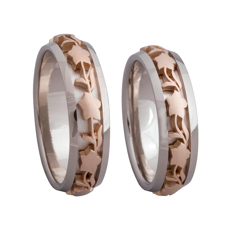 Trauringe / Eheringe 585 Rotgold, Weißgold+Pd 516404-58